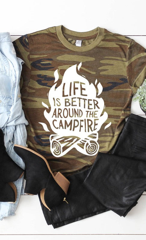 Campfire Graphic Camo Tee