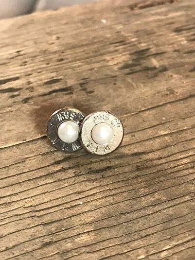 40 Caliber Earrings with Pearl Accents