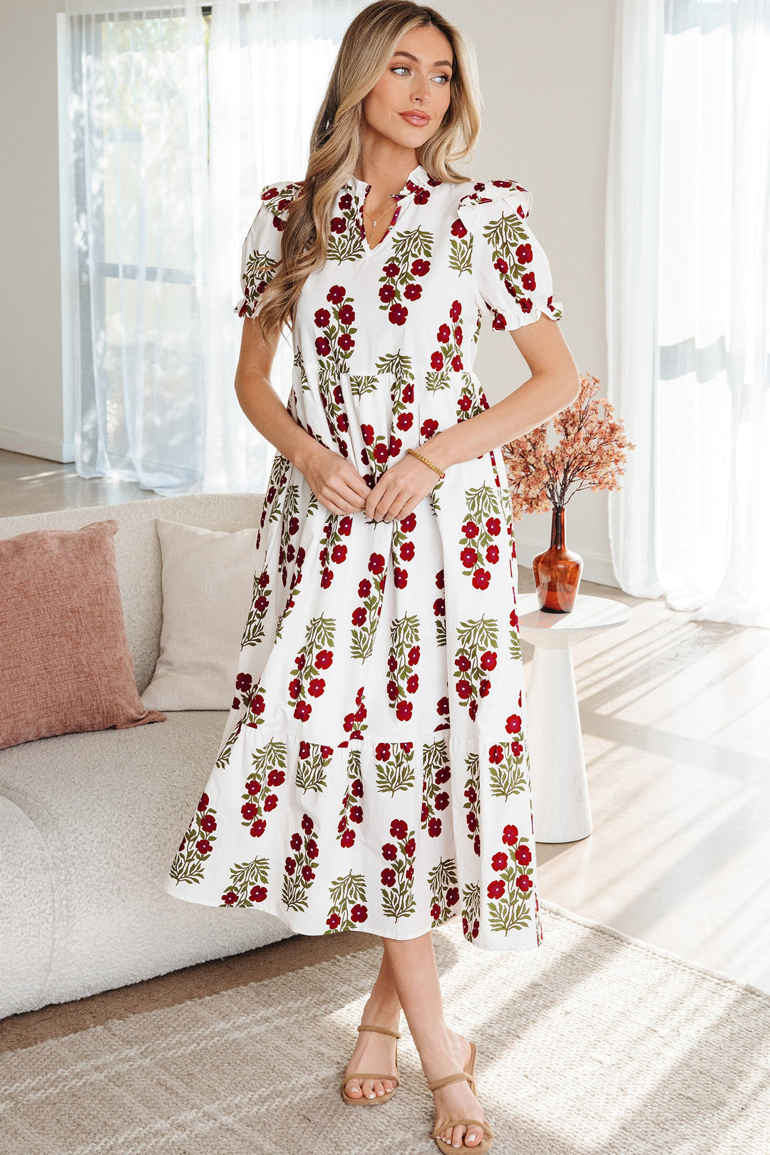 Promise Sleeve Tiered Maxi Dress