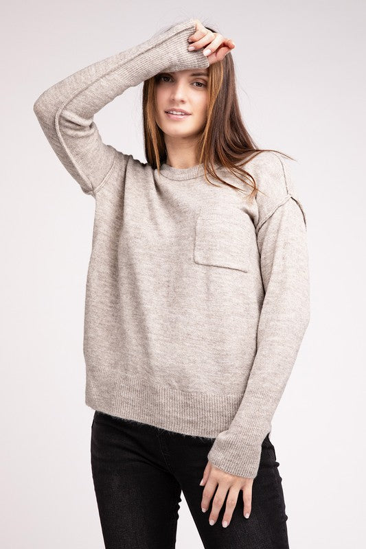 Melange Hi-Low hem Sweater