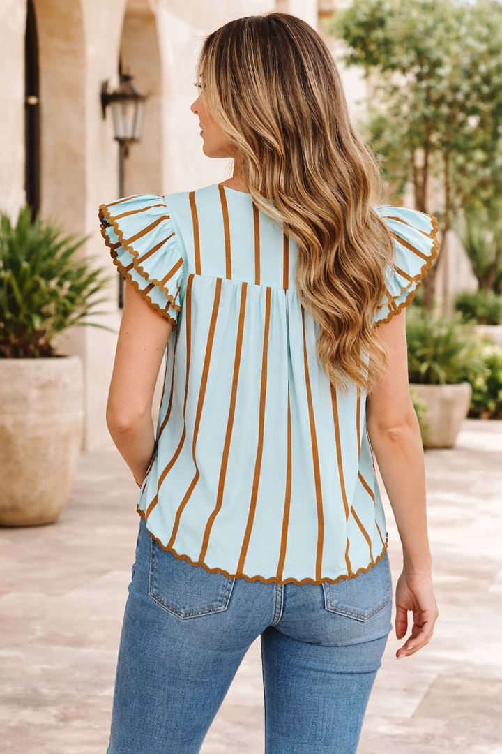Malaysia Ruffled Short Sleeve Blouse