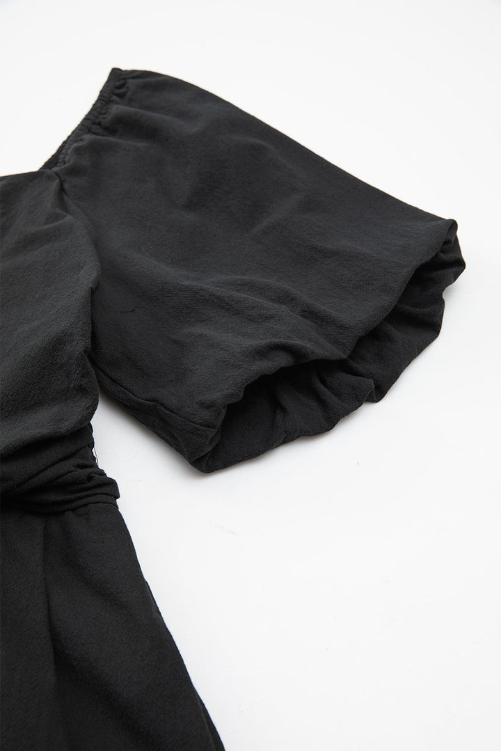 Malaysia Ruched Puff Sleeve Romper
