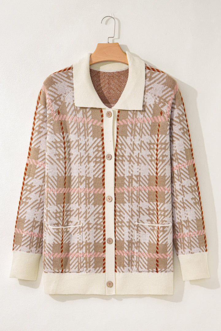 Navy Trim Front Cardigan PLUS Sweater