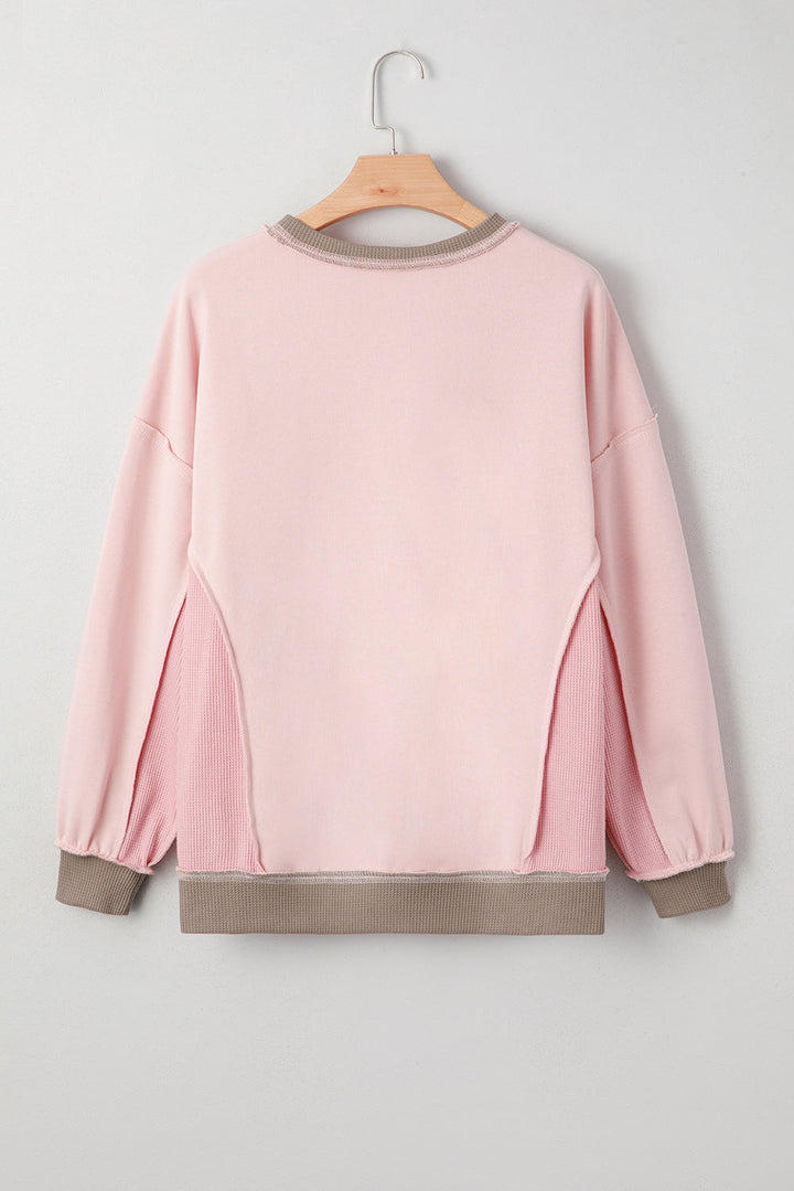 Lina Waffle Patchwork Oversize Sweatshirt