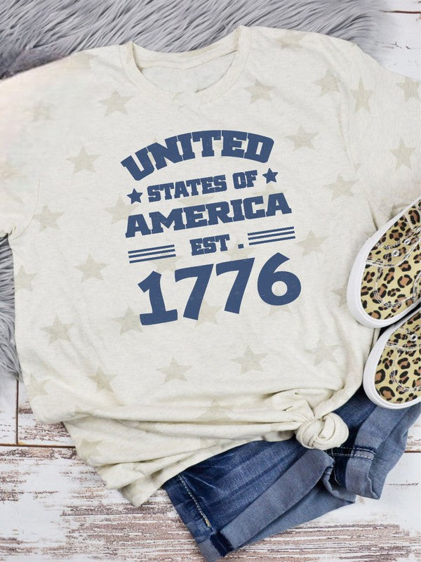 United State of America 1776 Star Graphic Tee