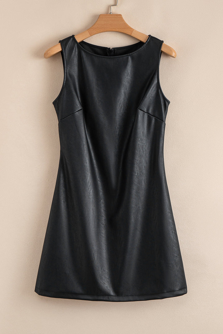 Emelia Leather Sleeveless Mini Dress