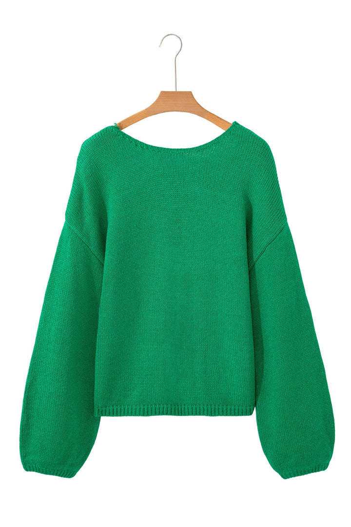 Raven Backless Bubble Sleeve Sweater