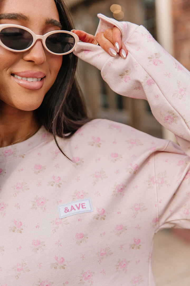 University SideSlit Pullover - Tea Rose