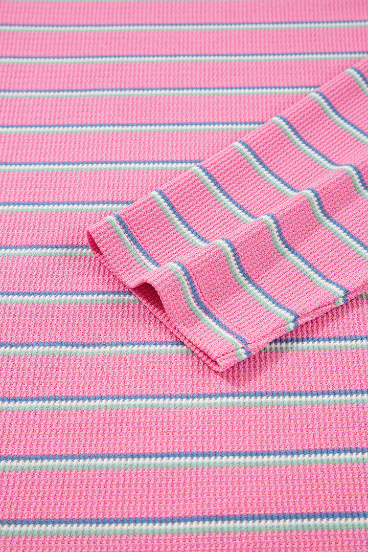 Giana Stripe Textured Knit Long Sleeve Top