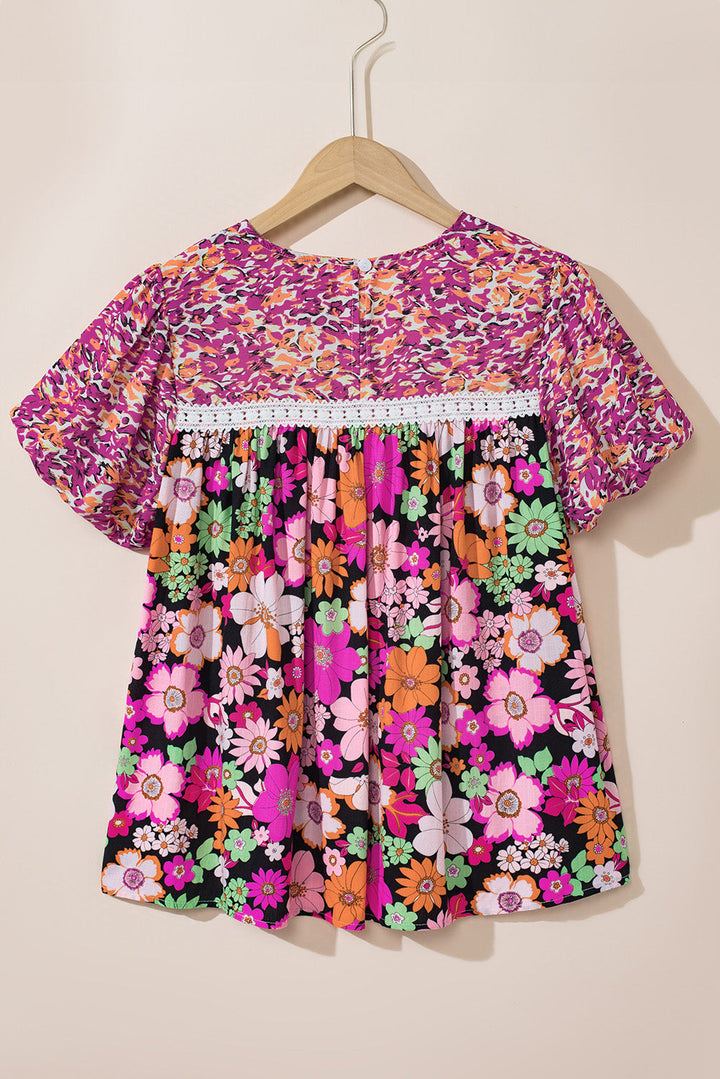 Kayla Floral Mixed Print Blouse