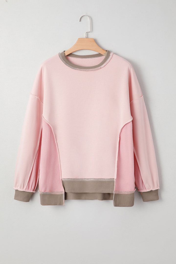 Lina Waffle Patchwork Oversize Sweatshirt