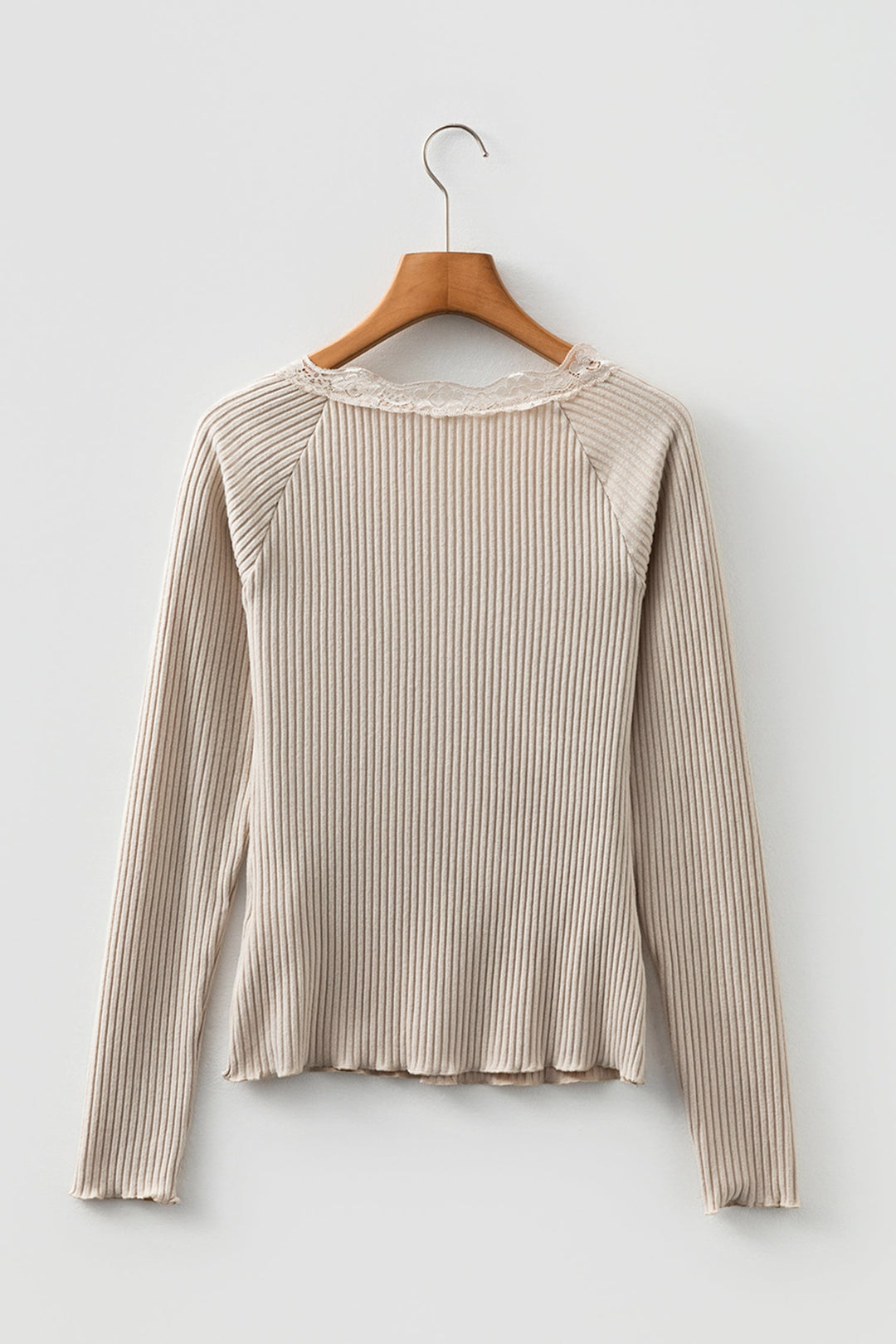 Pearl Sleeve Ribbed top Long Sleeve Top