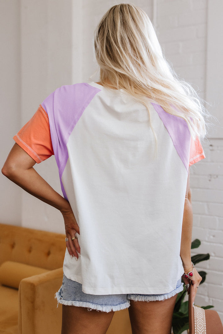 Rosalee V Neck Exposed Seam High Low Top