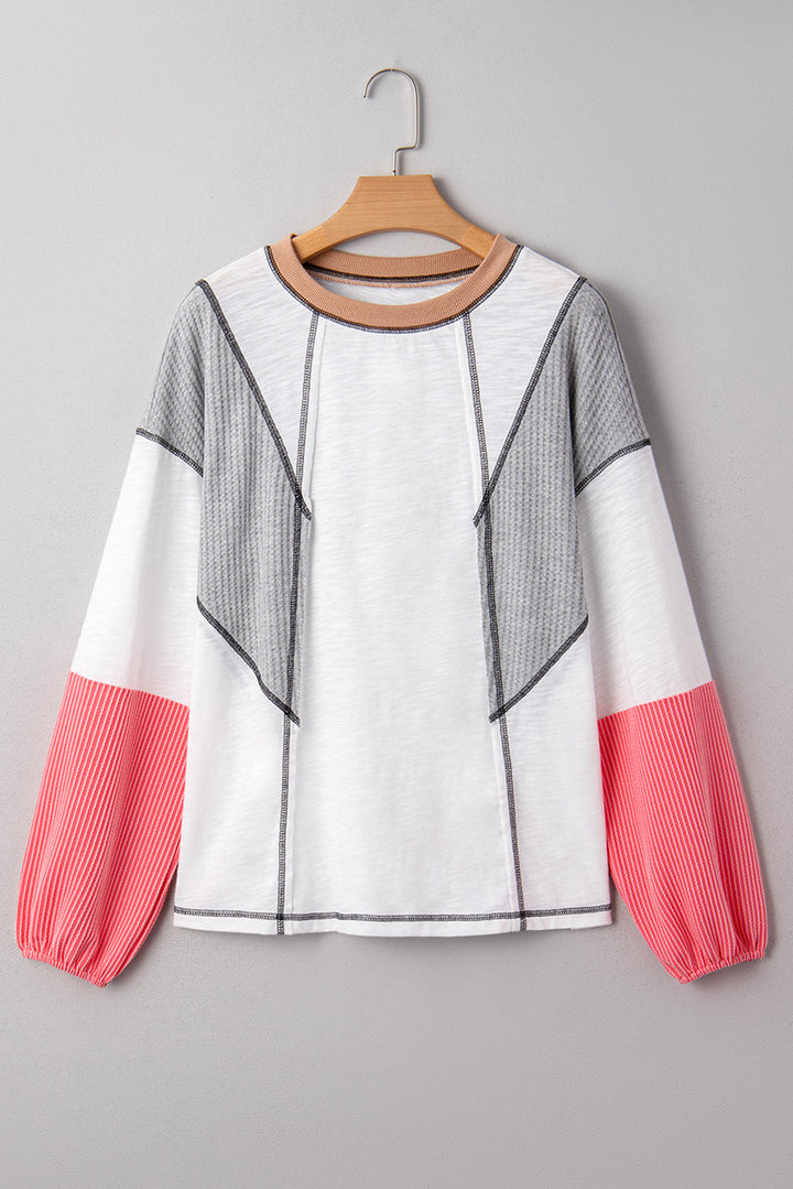 Everlee Knit Patchwork Casual Top