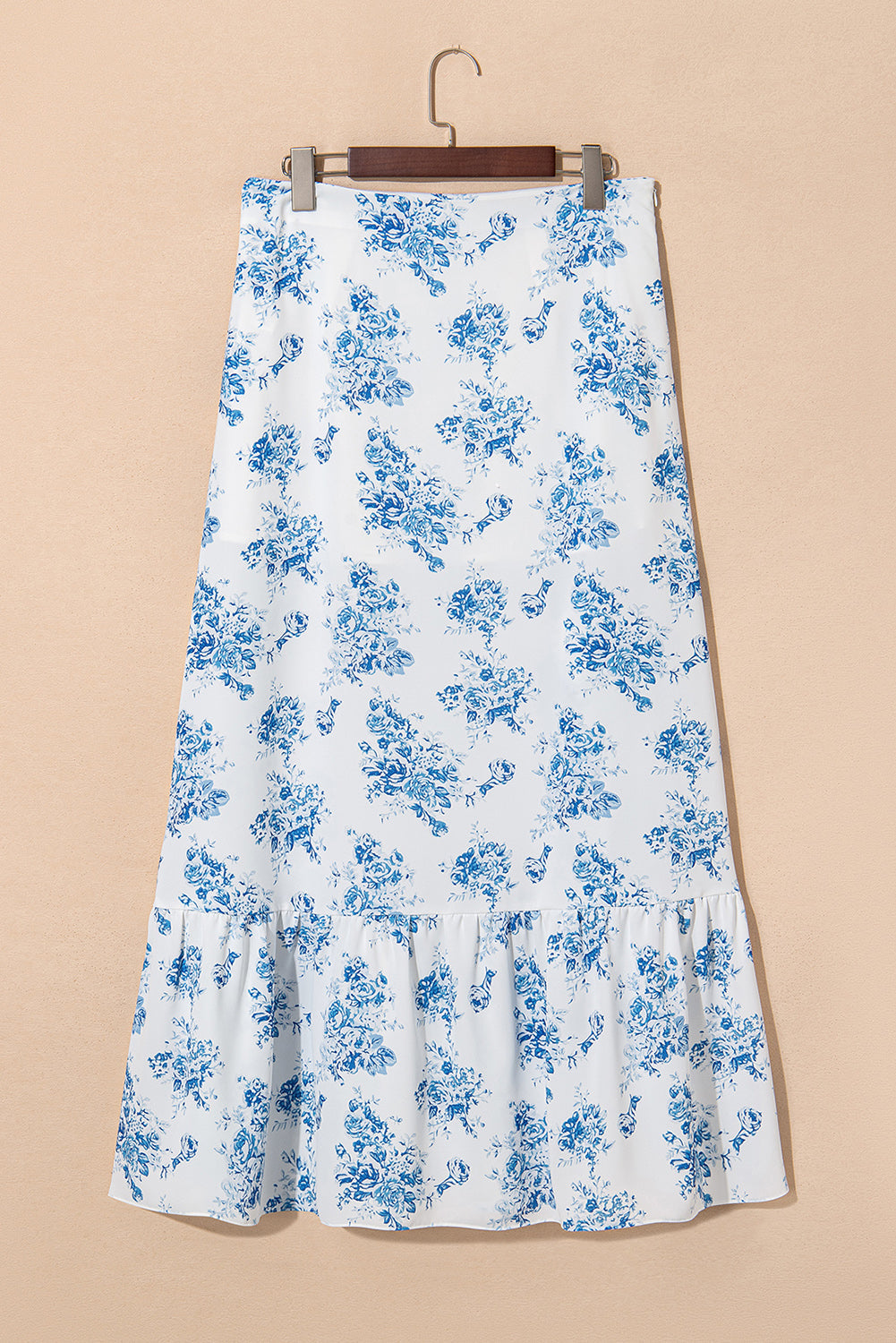Salma Boho Floral High Waist Ruffle Split Maxi Skirt
