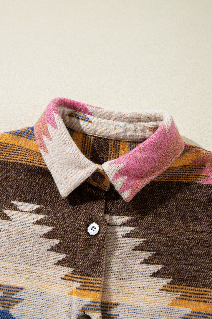 Laney aztec Print Up Shacket