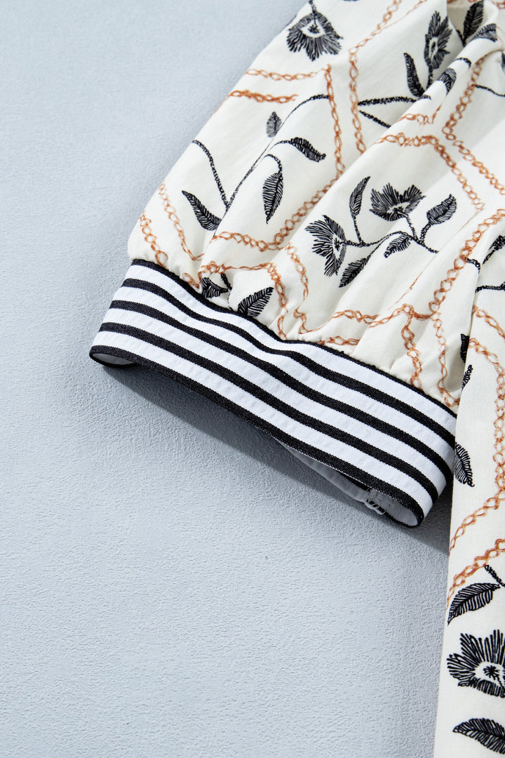 Hayden Patchwork Short Sleeve Blouse