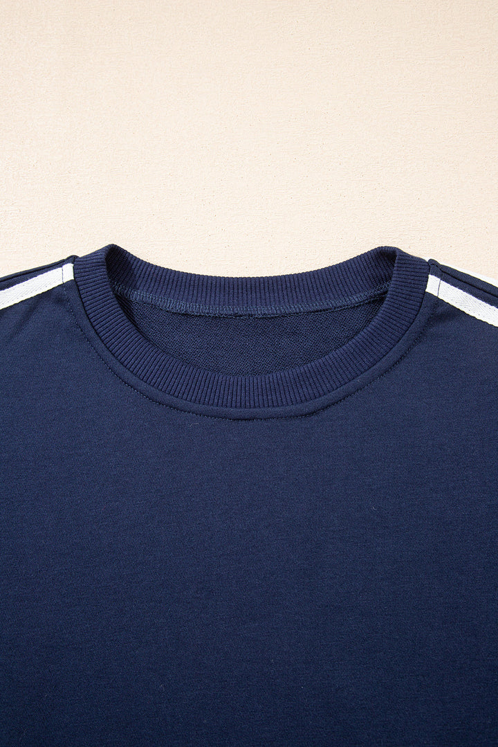 Hana Striped Detail Crewneck Pullover