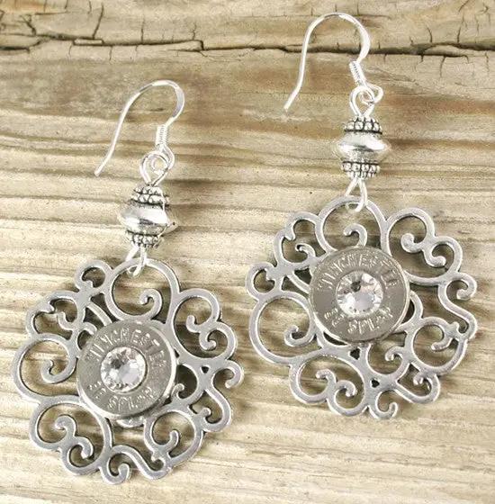 38 Special Dainty Nickel Floral Bullet Earrings, 38 Special