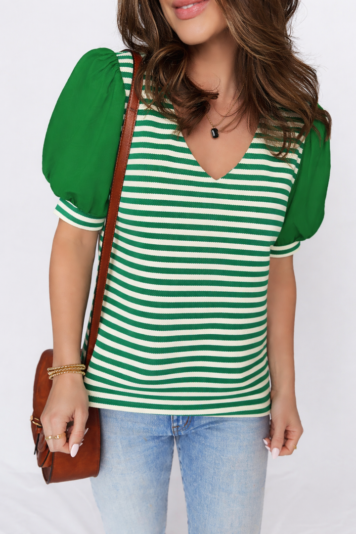 Leighton Short Sleeve Patchwork Blouse