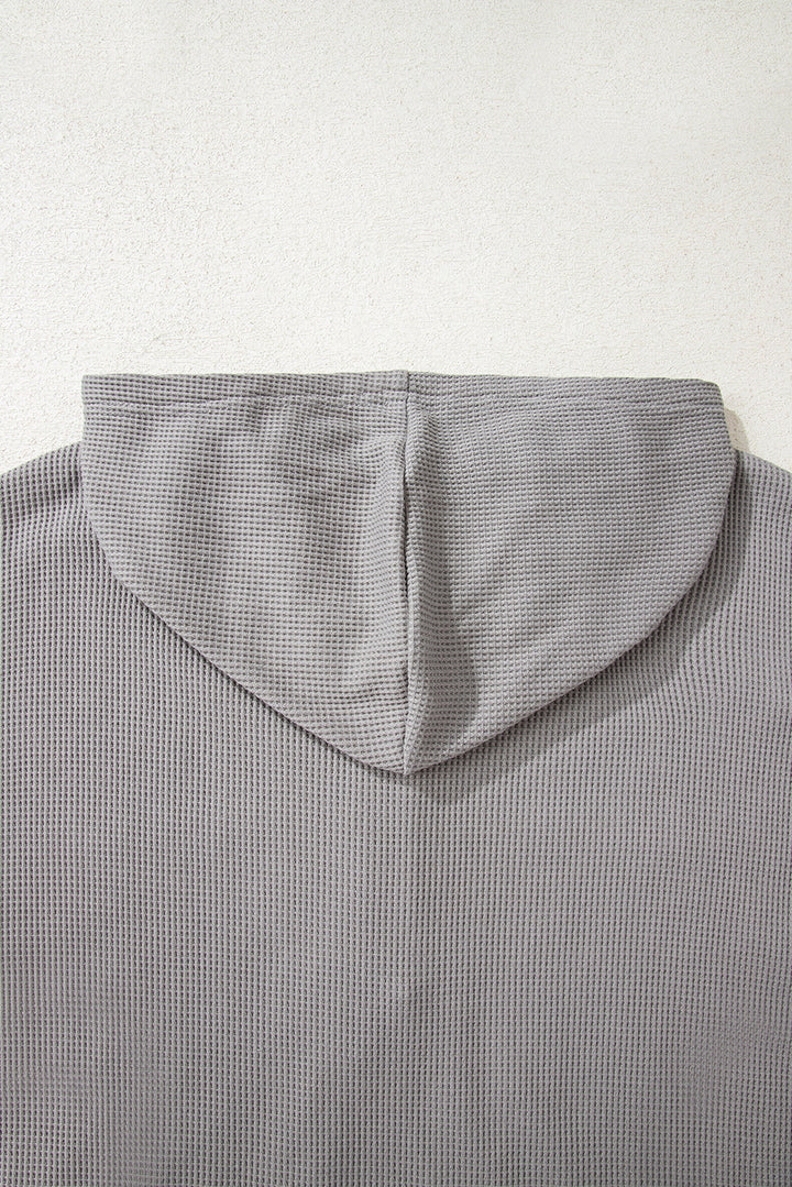 Taytum Patchwork Drawstring Hooded Long Sleeve Top