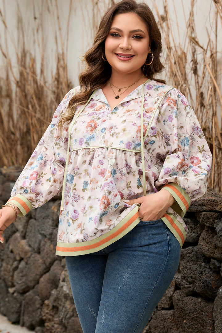 Andi Striped Detail Babydoll PLUS Blouse