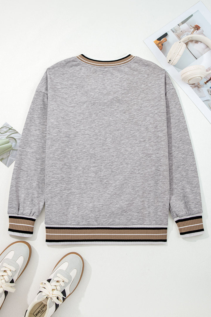 Harlee Contrast Striped Trim Sweatshirt