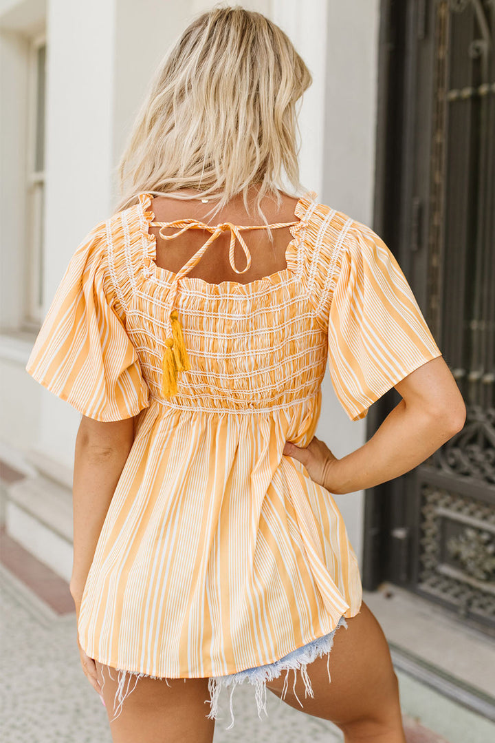 Lakelyn Print Smocked Flowy Blouse