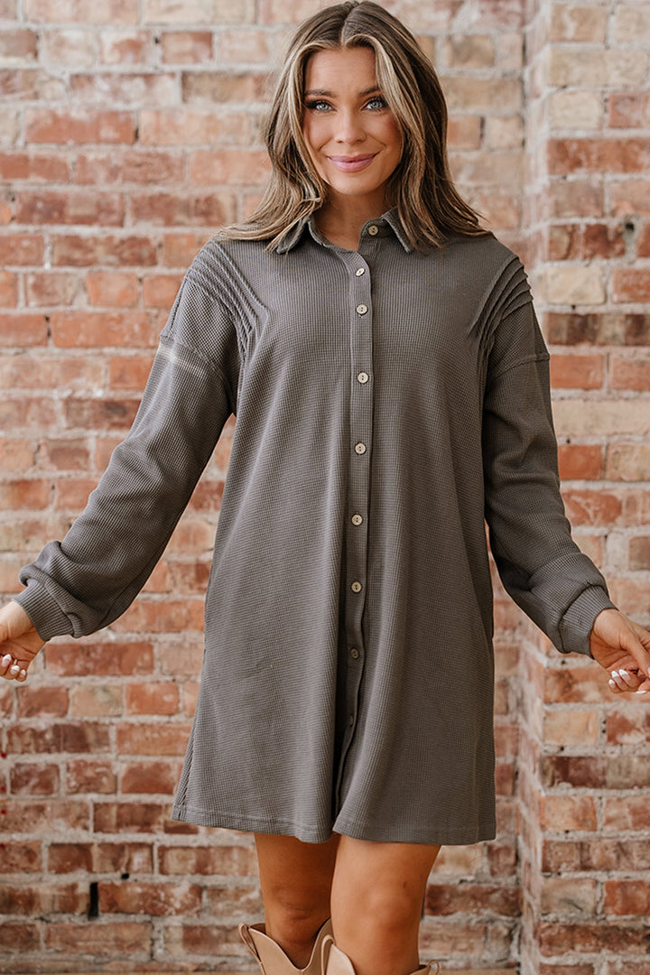 Viviana Taupe Waffle Knit Shirt