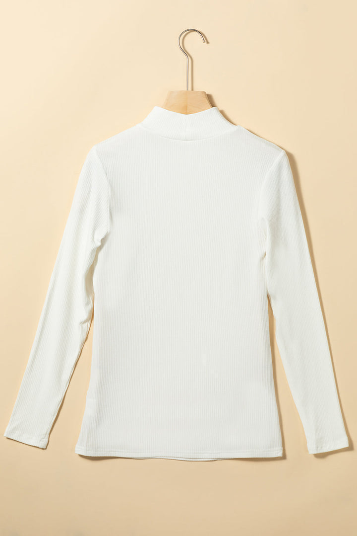 Adelyn Ribbed Knit High Long Sleeve Top