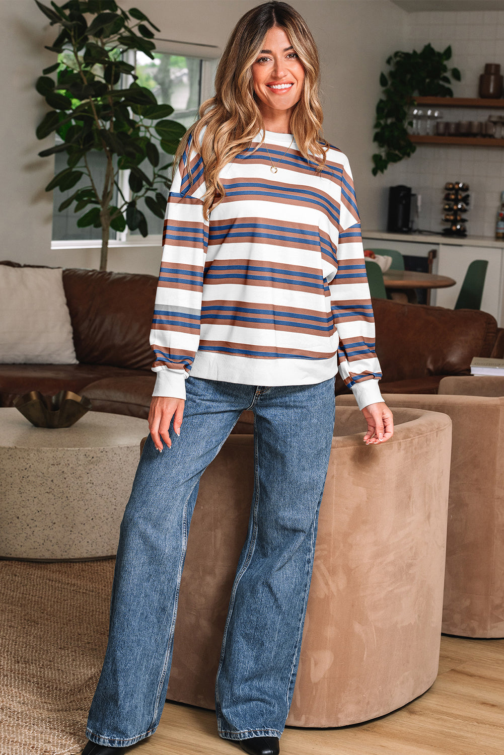 Marlowe Stripe Drop Shoulder Pullover
