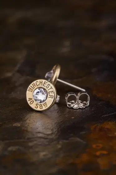40 Caliber Bullet Head Stud Earrings, S&W, Ammo Studs