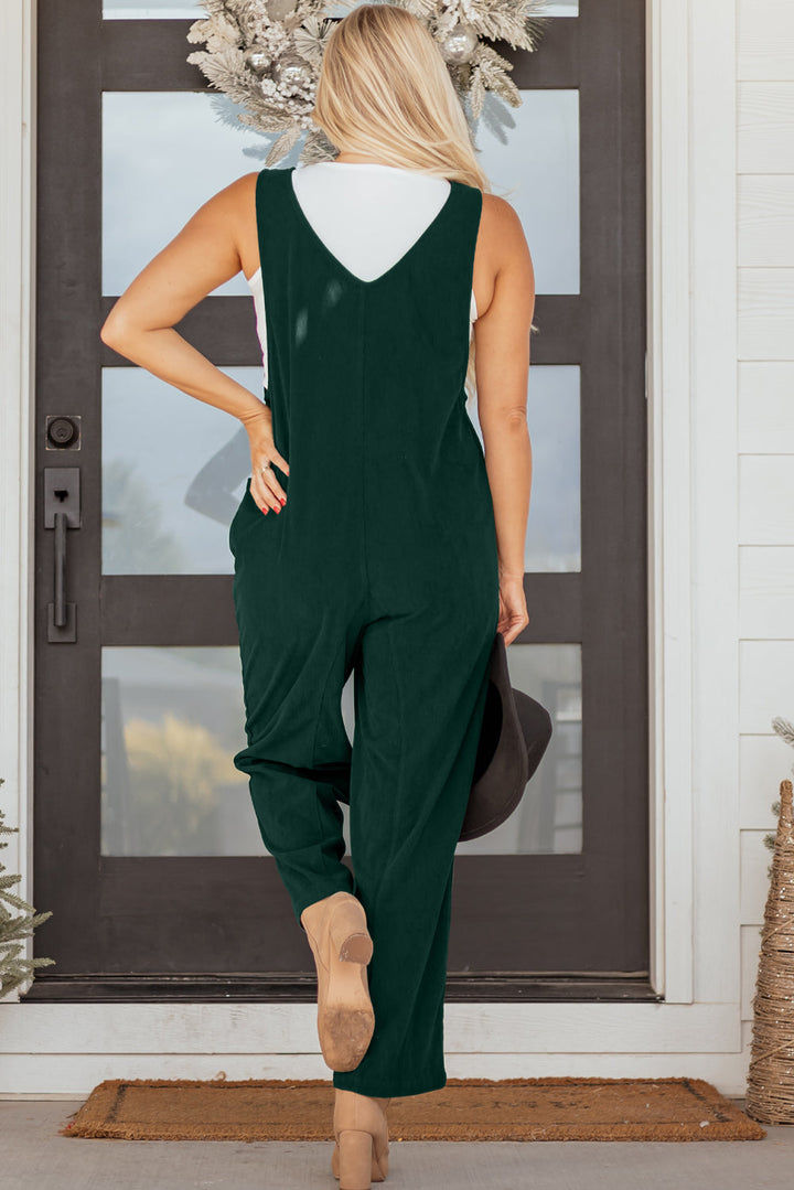 Elle Corduroy Patched Sleeveless Jumpsuit