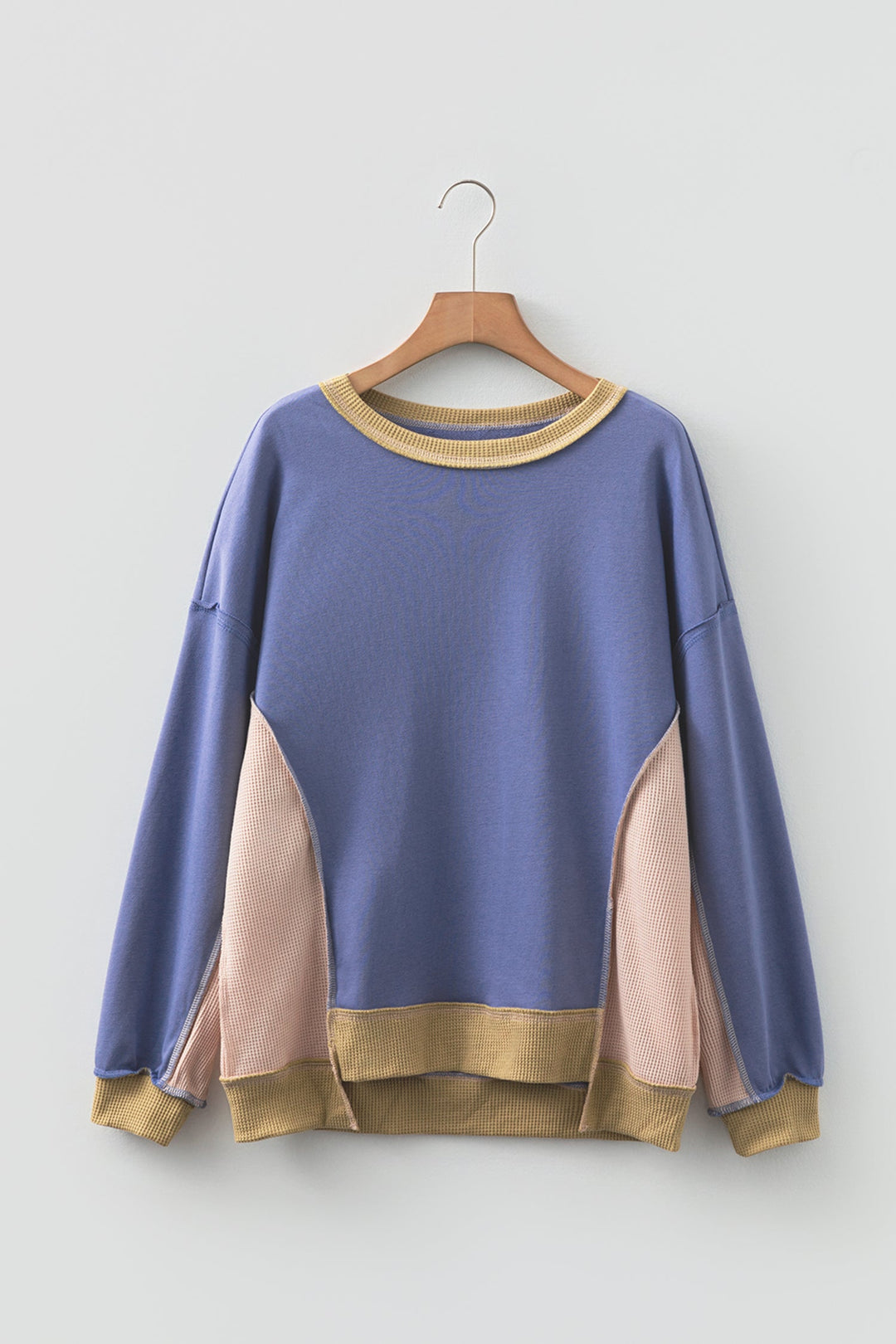 Alaina Waffle Patchwork Oversize Sweatshirt