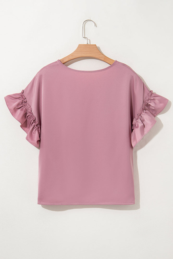 Ruth Satin Ruffle Sleeve Top