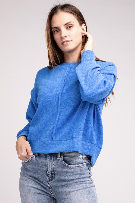 Mollie Melange Hacci Hi-Low Hem Sweater