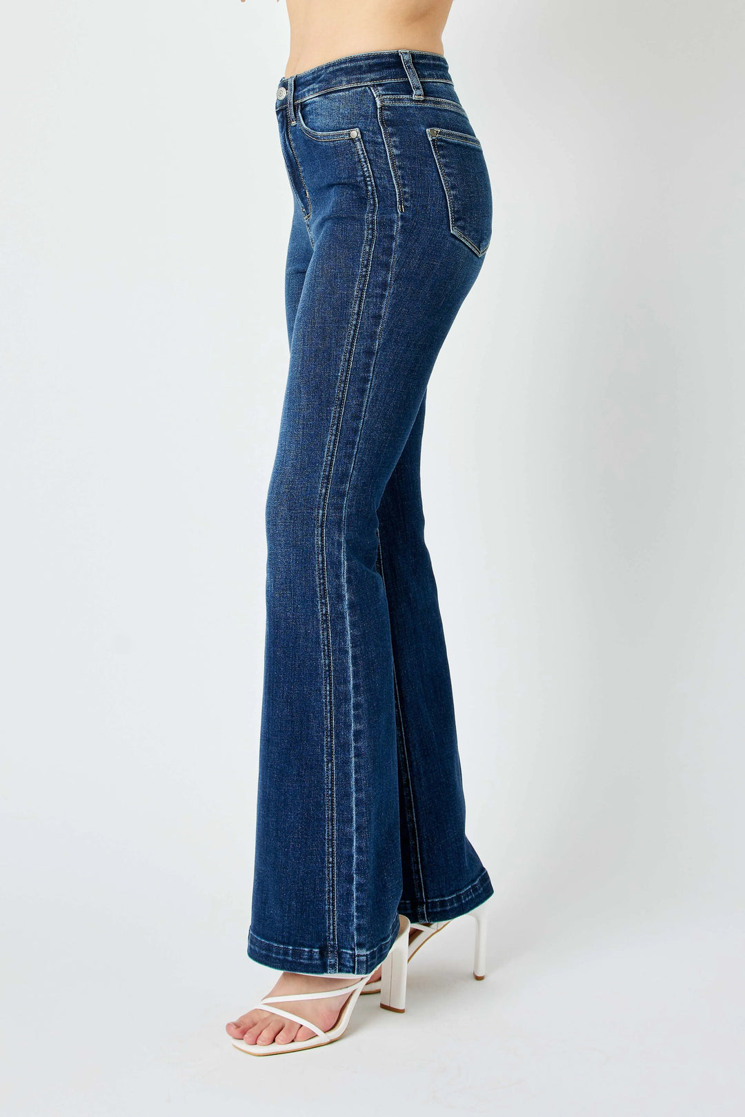 Judy Blue Full Size Hw Angled Side Seam Detail Flare Jeans