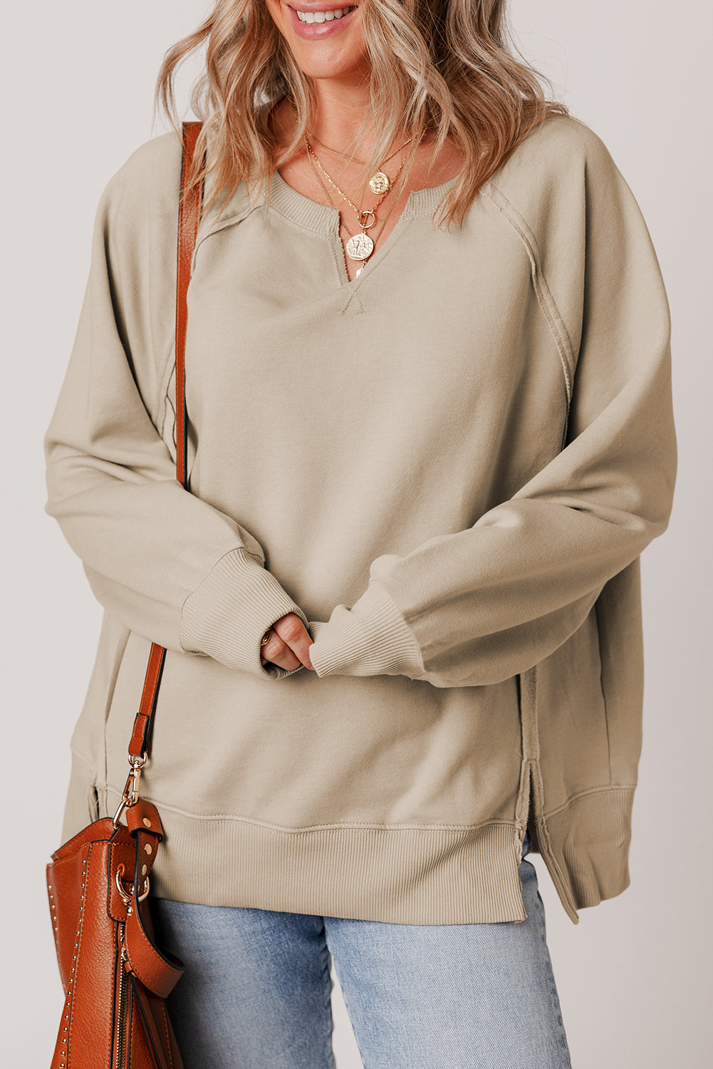 Ashley Sleeve Side Slit Sweatshirt