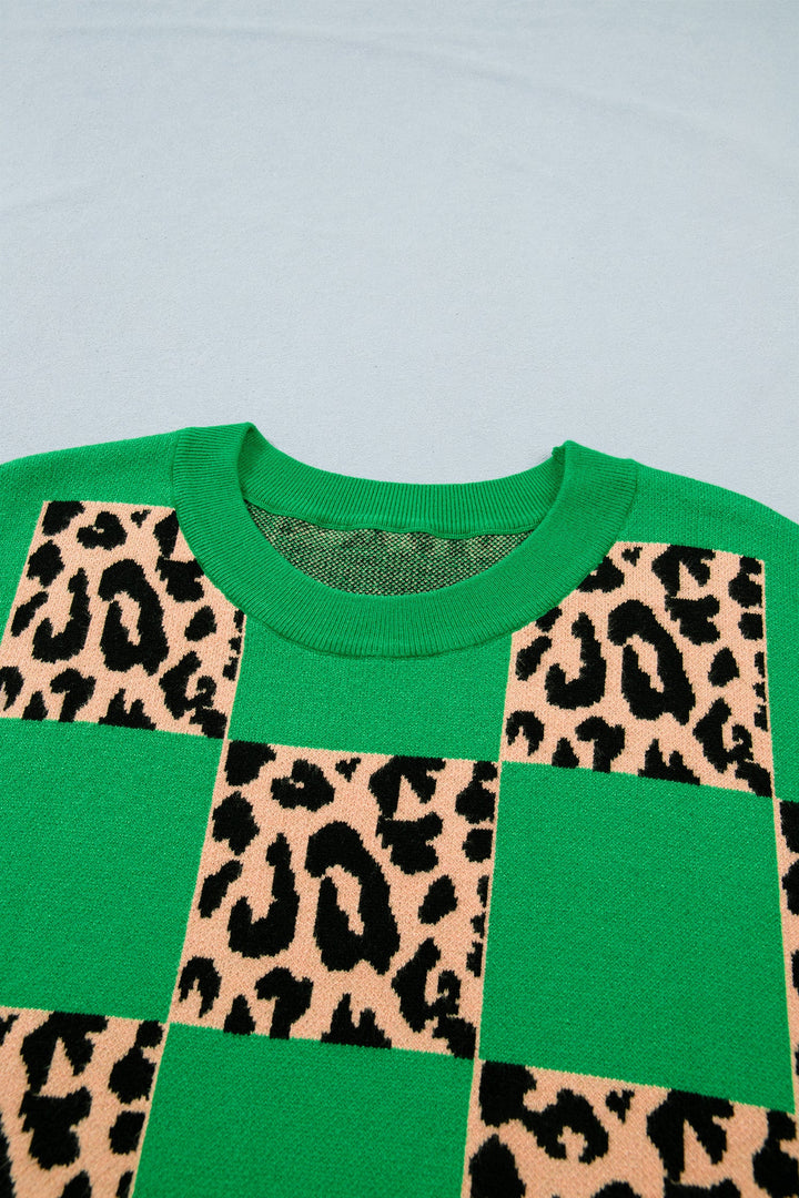 Cattleya Checkered Short Sleeve PLUS Sweater