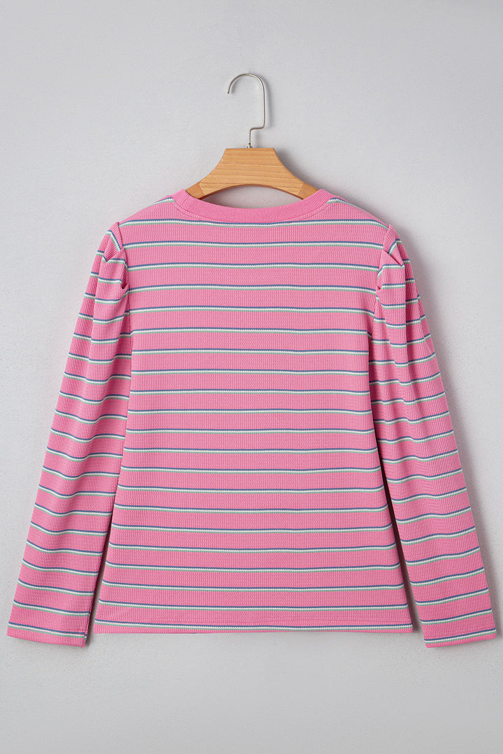 Giana Stripe Textured Knit Long Sleeve Top