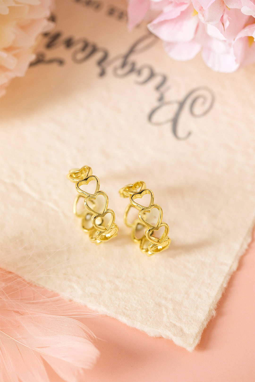 Lavender Link Hoop Stud Earrings