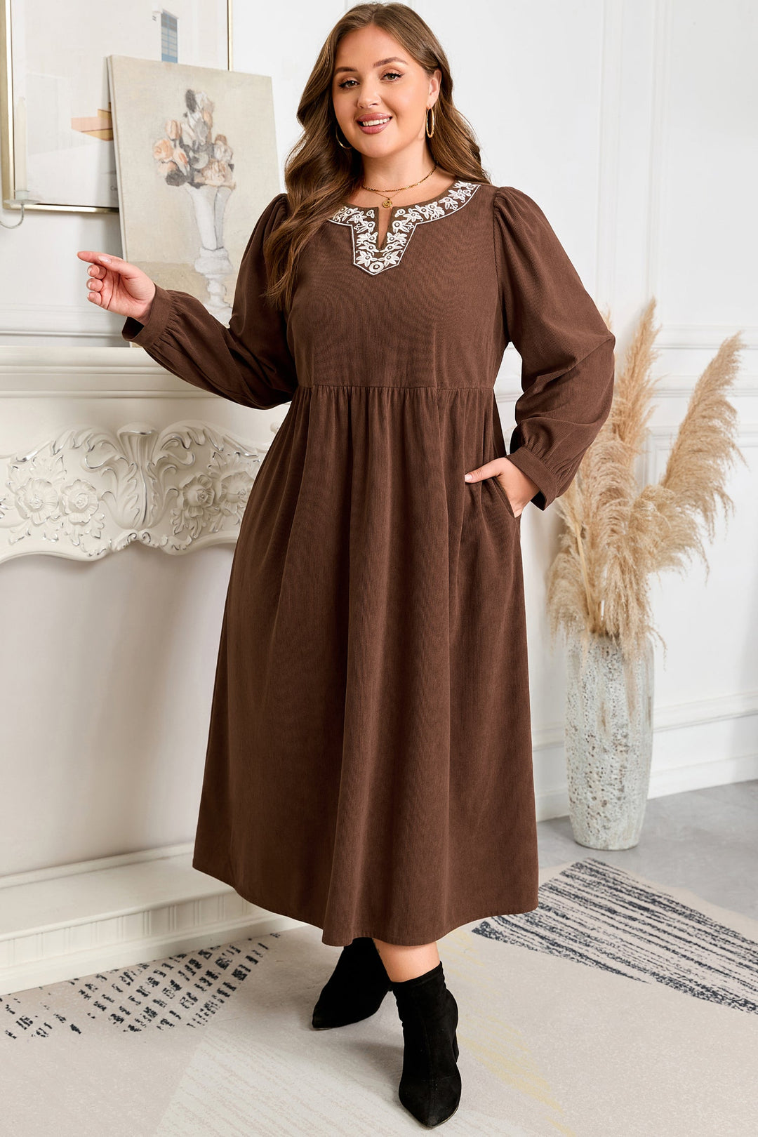 Hallie High Waist Midi PLUS Dress