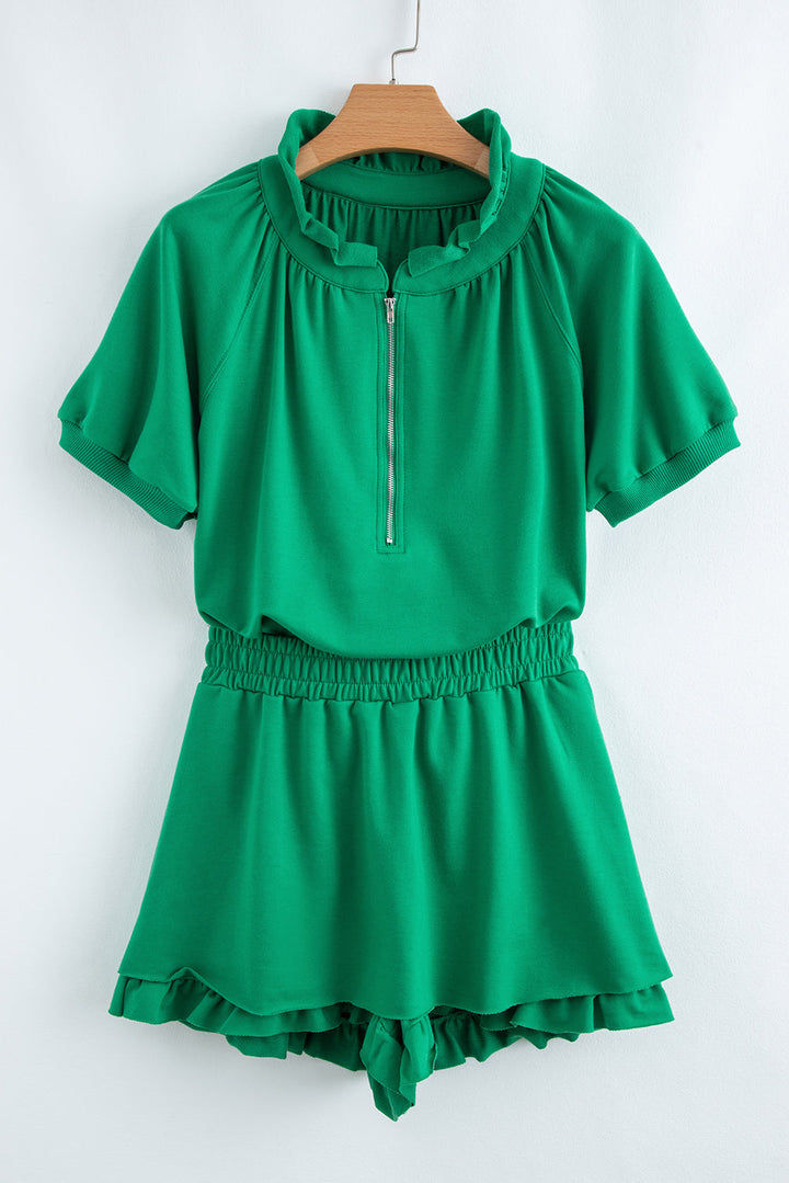 Laylani Puff Sleeve Top and Ruffled Shorts Set