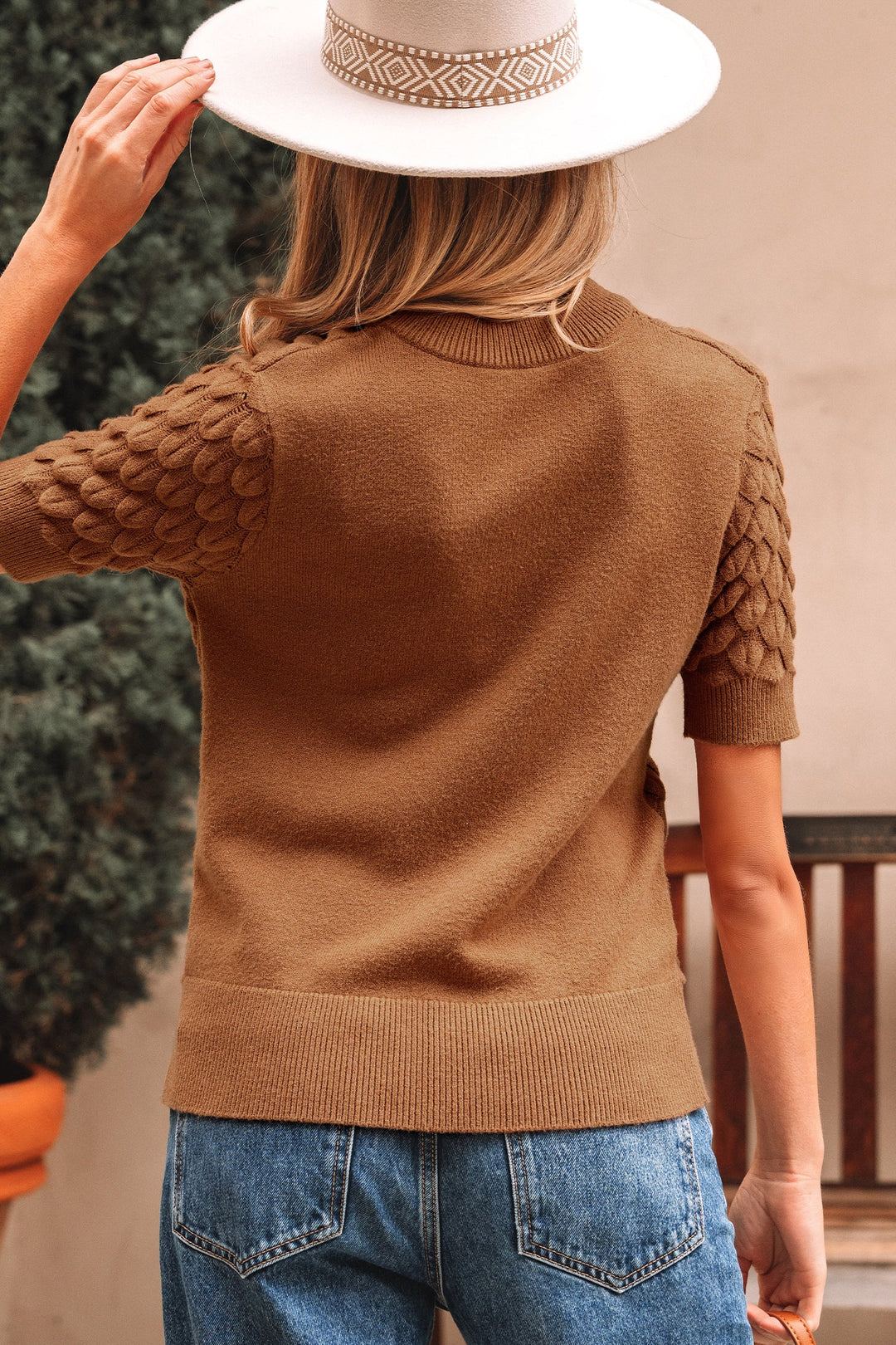 Malaysia Ribbed Short Sleeve Sweater
