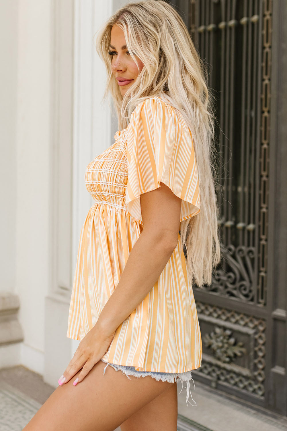 Lakelyn Print Smocked Flowy Blouse