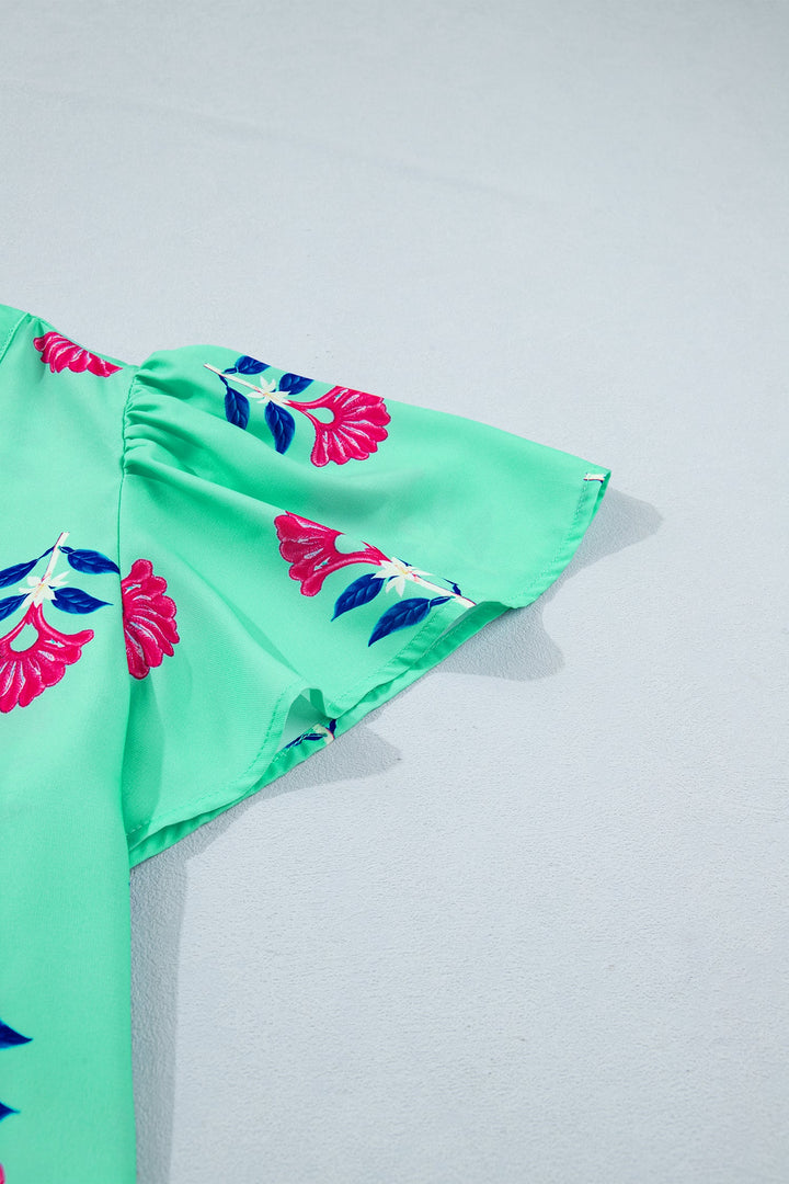 Gianna Floral Flutter Sleeve Blouse