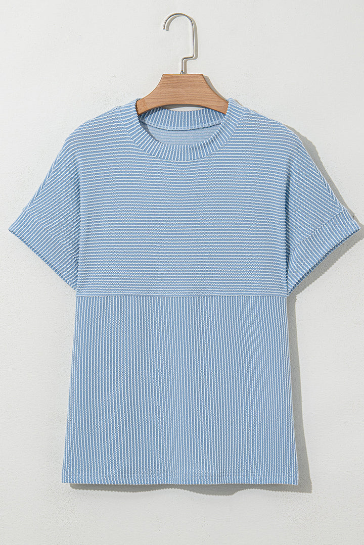 Madison Plain Corded Knit Mock Neck Top