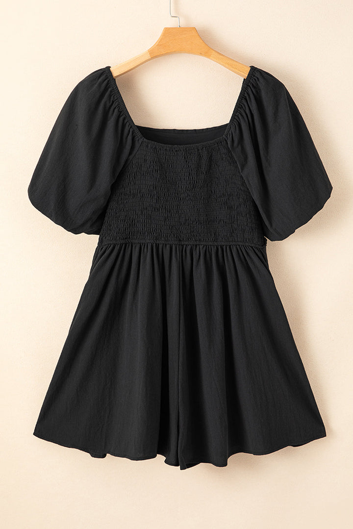 Malaysia Ruched Puff Sleeve Romper