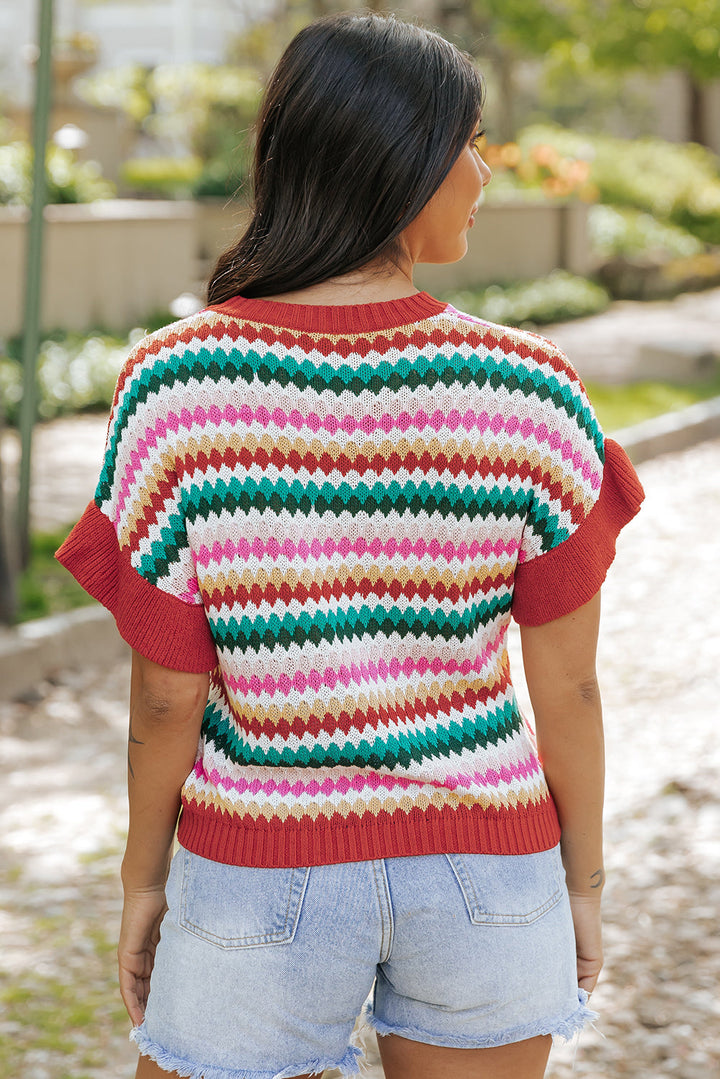 Molly Sleeve Colorful Textured Sweater
