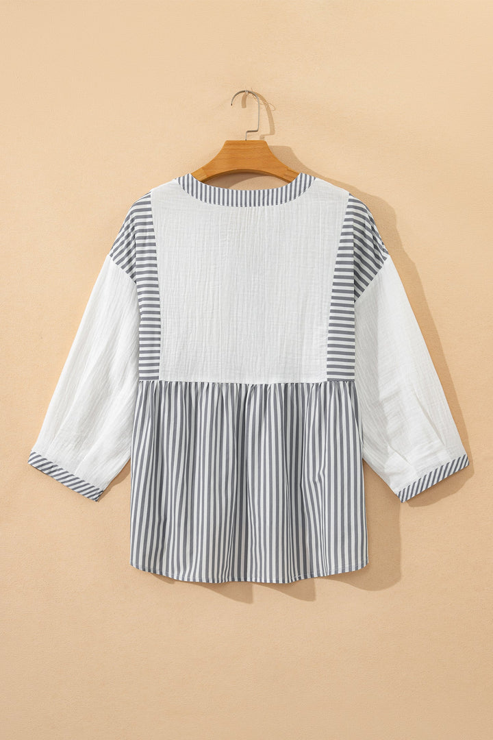 Zahra Bracelet Sleeve Babydoll Blouse